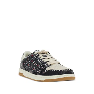 Amiri Skel Top Black Sneaker With Beads And Crystals Application And Logo On The Heel In Fabric And Cotton In Multi