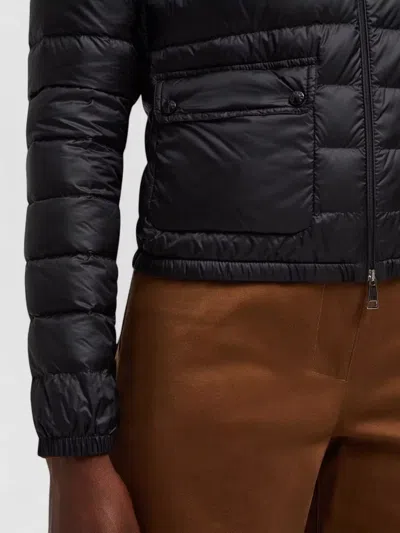 Moncler Lans Short Jacket High Collar Quilting In Black