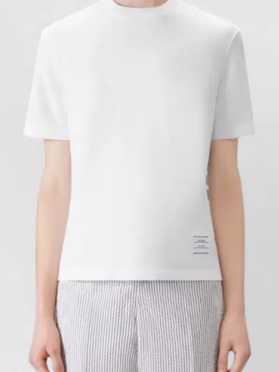 Thom Browne Short Sleeve T-shirt Engineered Stripe Pique In White