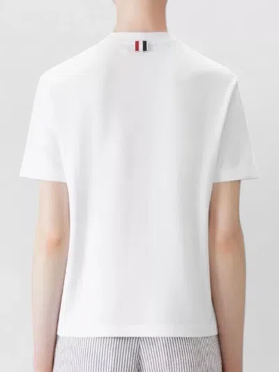 Thom Browne Short Sleeve T-shirt Engineered Stripe Pique In White