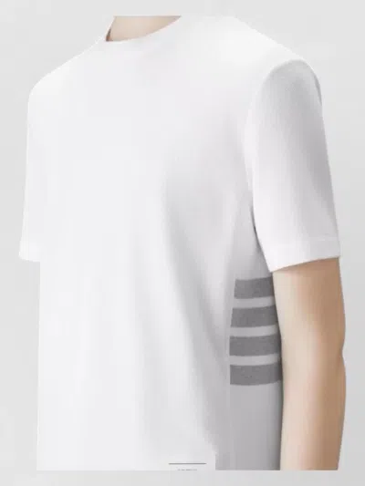 Thom Browne Short Sleeve T-shirt Engineered Stripe Pique In White