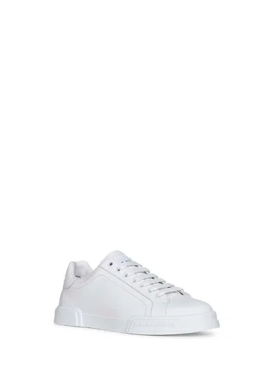 Dolce & Gabbana Portofino Light White Sneakers With Logo Patch On The Tongue And Tonal Logo Lettering On The Heel In
