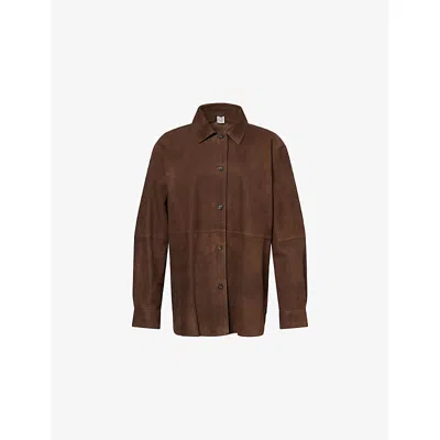 Totême Womens Bark Soft Long-sleeves Suede Overshirt In Multi