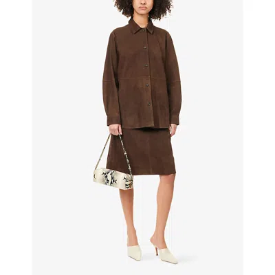 Totême Womens Bark Soft Long-sleeves Suede Overshirt In Multi