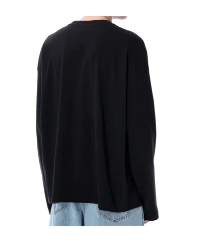 Dries Van Noten Long Sleeve Crew Neck Relaxed Fit T-shirt In Black