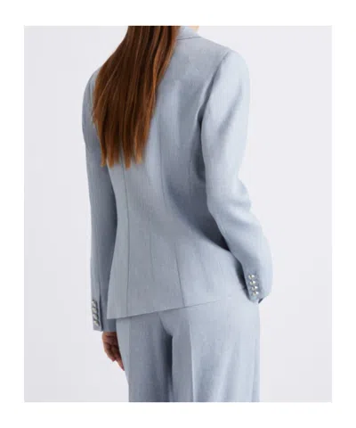 Marella Herringbone Linen-blend Blazer In Blue