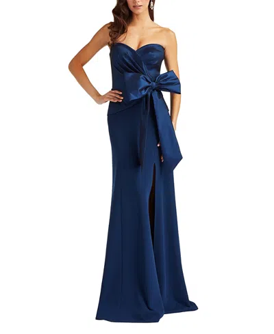 Tadashi Shoji Strapless Stretch Crepe Gown In Blue