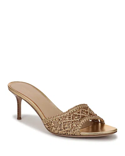 Veronica Beard 70mm Tia Macrame Metallic Leather Sandals In Gold