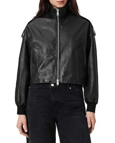 Allsaints Leather Lowden Leather Jacket In Black