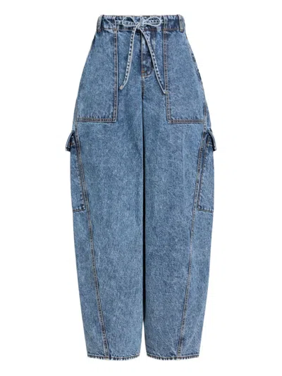 Alaïa Cargo Denim Pants In Blue