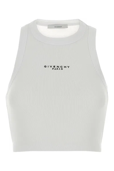 Givenchy White Sleeveless Top With Logo Lettering On The Front In Cotton Stretch Woman In White