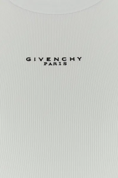 Givenchy White Sleeveless Top With Logo Lettering On The Front In Cotton Stretch Woman In White