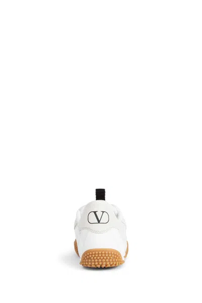 Valentino Garavani Amphibia Sneaker In Rubberised Calfskin And Split Leather Woman White 41
