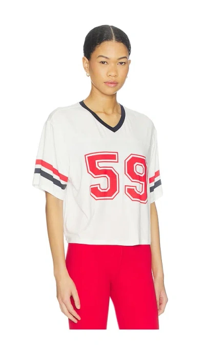 Splits59 Rex Varsity Jersey V-neck Top In White