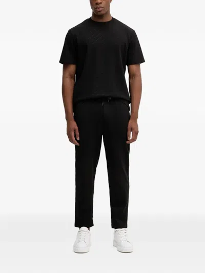 Joop Cornflower Patterned Drawstring Track Pants In Black