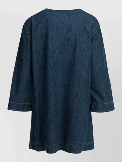 Valentino Vlogo Signature Mini Dress With V-neck And Pockets In Blue