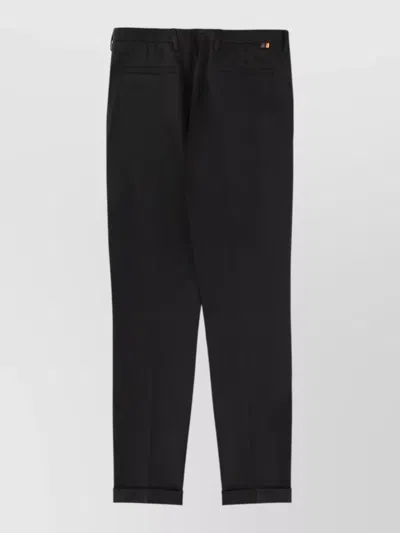 Paul Smith Cotton Tailored Trousers Belt Loops Pockets Cuffed In Black