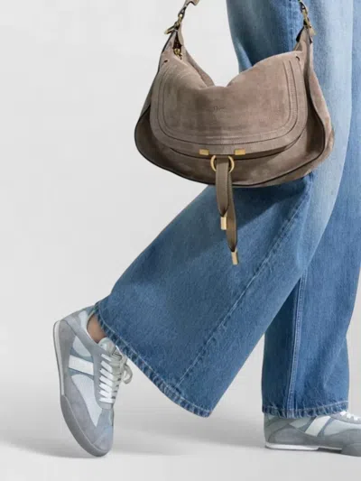 Chloé Kick Sneakers Low Top Mesh Suede Panels In Gray