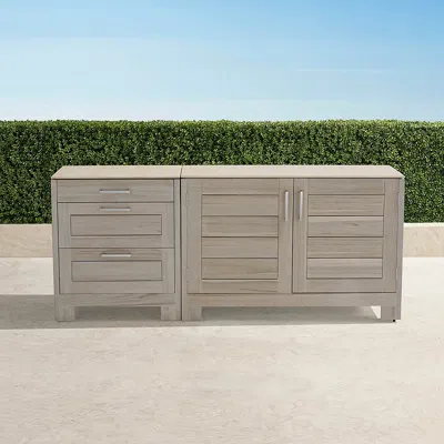 Frontgate St. Kitts 2-pc. Outdoor Kitchen Set In Weathered Teak In ...