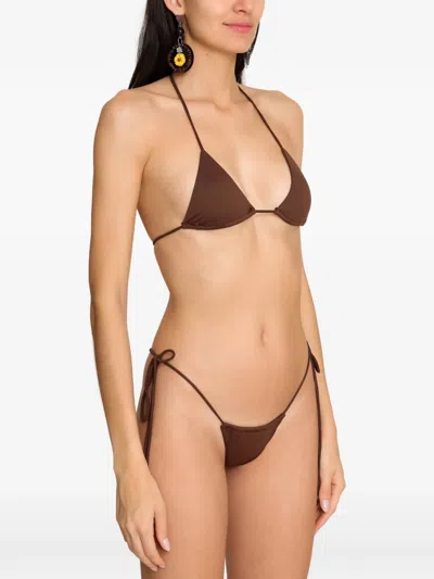 Amir Slama String-straps Bikini Set In Brown