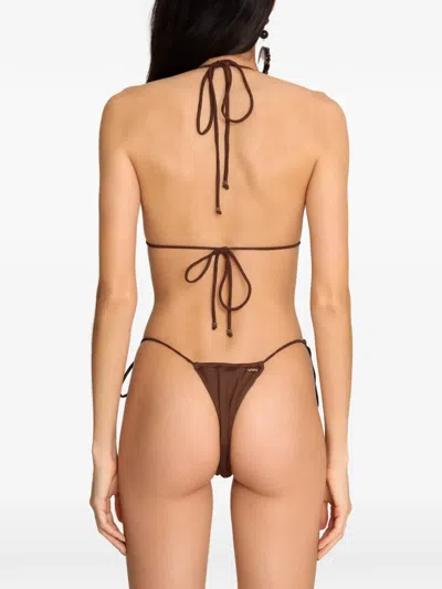 Amir Slama String-straps Bikini Set In Brown