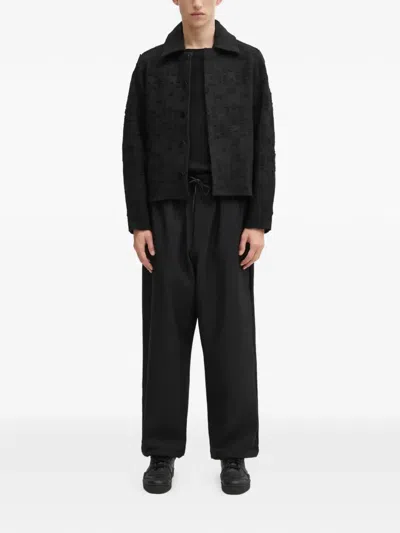 Ader Error Textured Buttoned Cardigan In Black