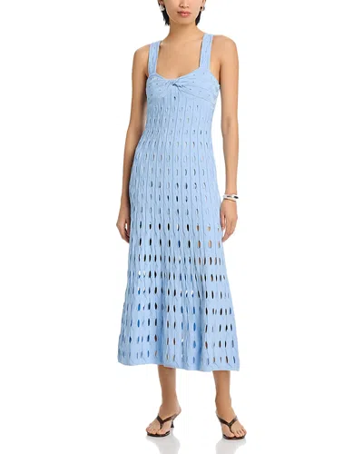 Simkhai Christina Knit Twist-front Midi Dress In Blue