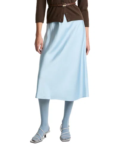 Vince Side Slit Matte Satin Slip Skirt In Blue
