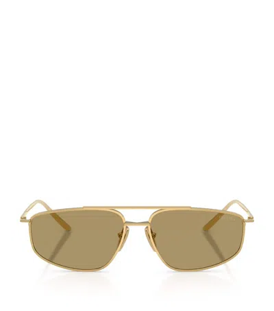 Prada Womens Gold Pr C51s Pillow-frame Metal Sunglasses In Gray