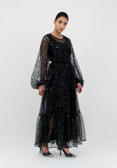 Baruni Jumana Long-sleeve Maxi Dress In Black
