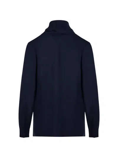 Max Mara Tie-neck Blouse In Blue