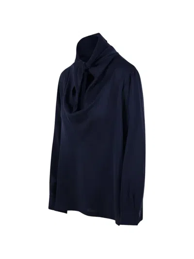 Max Mara Tie-neck Blouse In Blue