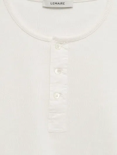 Lemaire Button Ribbed T-shirt In Neutral