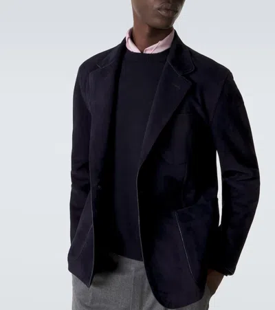Ralph Lauren Solid Suede Blazer In Black