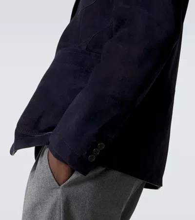 Ralph Lauren Solid Suede Blazer In Black