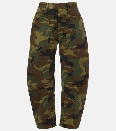 Nili Lotan Shon Camo-print Barrel-leg Ankle Pants In Multi