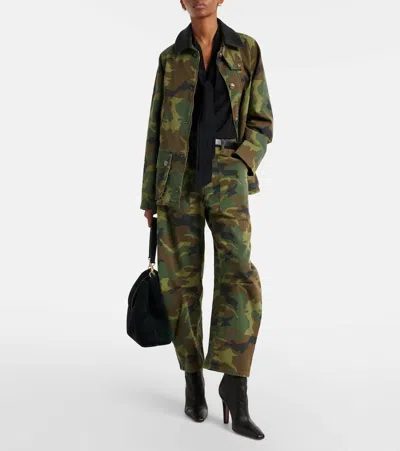 Nili Lotan Shon Camo-print Barrel-leg Ankle Pants In Multi