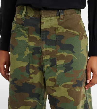 Nili Lotan Shon Camo-print Barrel-leg Ankle Pants In Multi
