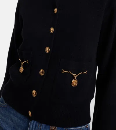 Chloé Chloe Embellished-pocket Wool And Cashmere-blend Cardigan In Black