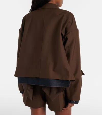 Sacai Patchwork Casual Jacket In Brown