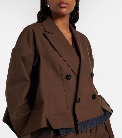 Sacai Patchwork Casual Jacket In Brown