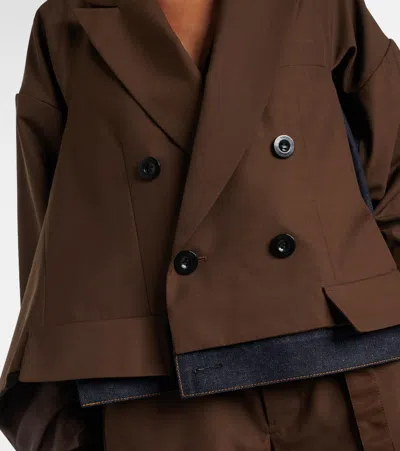 Sacai Patchwork Casual Jacket In Brown