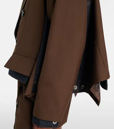 Sacai Patchwork Casual Jacket In Brown