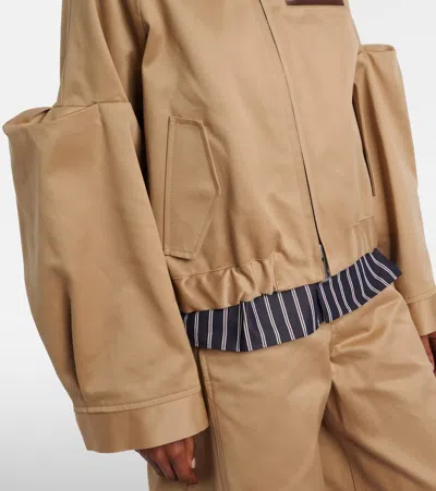Sacai Cut-out Collared Jacket In Brown