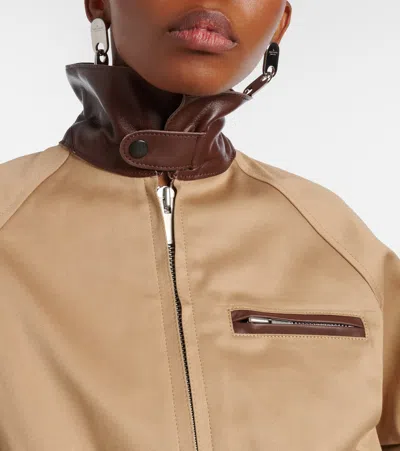 Sacai Cut-out Collared Jacket In Brown