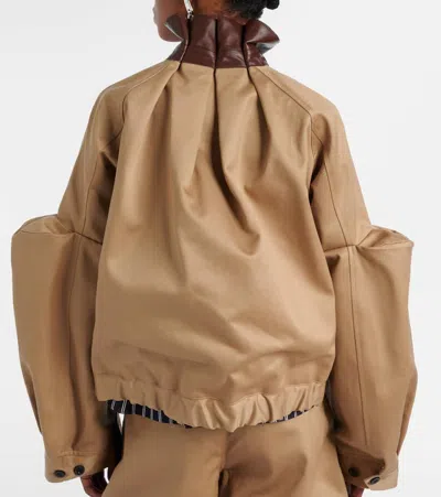 Sacai Cut-out Collared Jacket In Brown