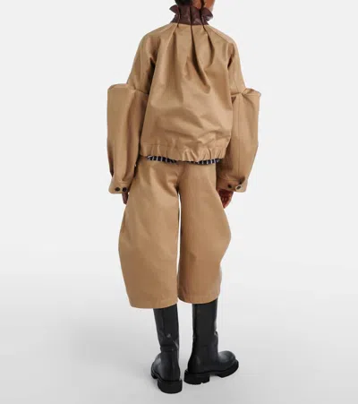 Sacai Womens Beige Wide-leg Belted Cotton Chino Shorts In Brown