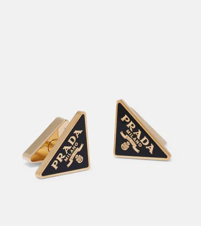Prada Enamel Earrings In Black