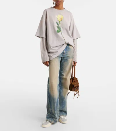 Acne Studios Suede-trimmed Leather Sneakers In Multi