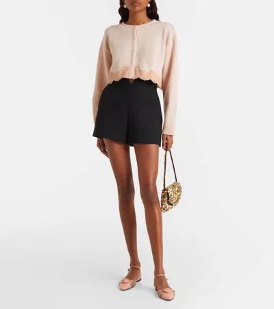 Valentino Wool Cardigan With Lace Woman Pink Xs In Pink